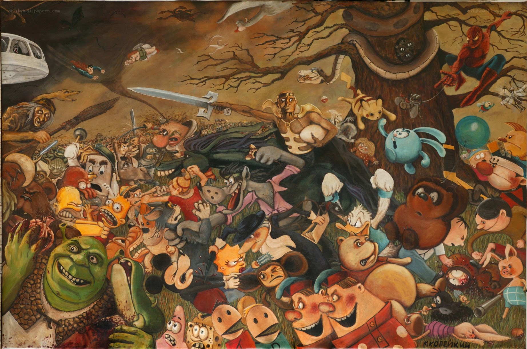 Cartoon character chaos painting