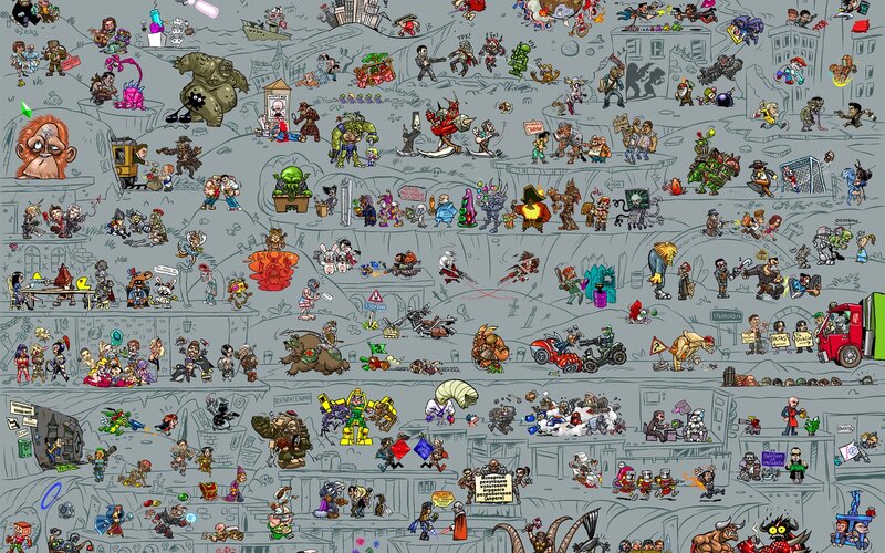 Cartoon character collage