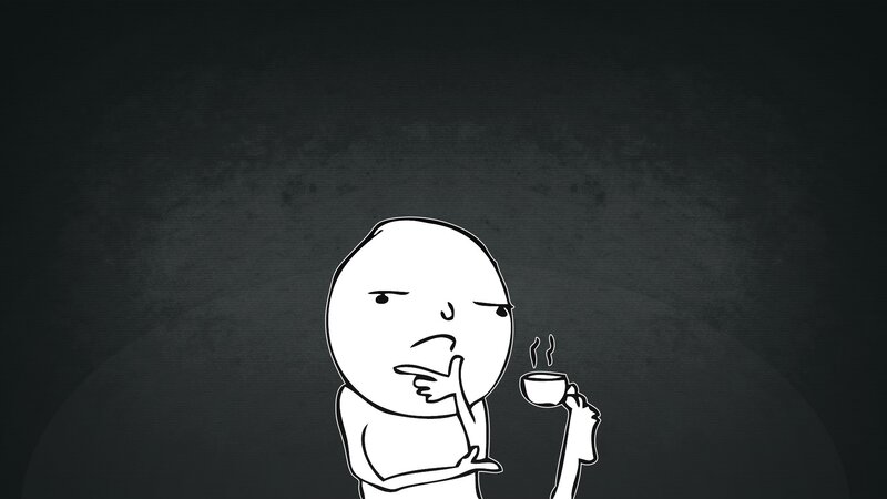 Cartoon Character Drinking Coffee