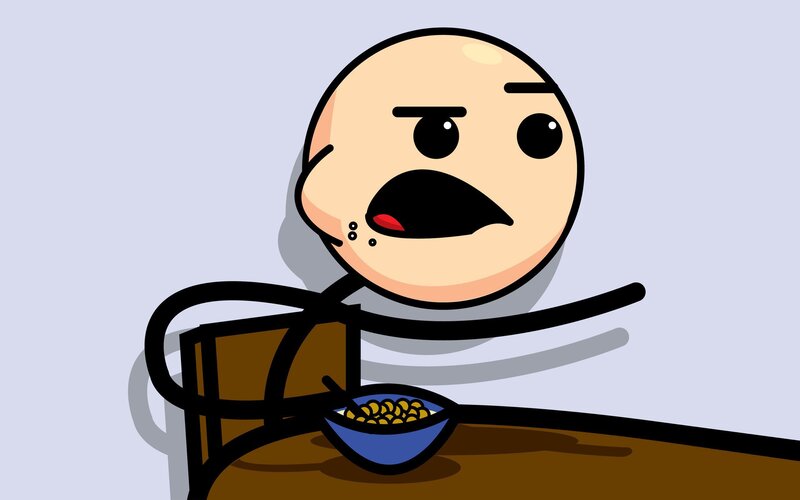 Cartoon Character Eating Cereal — Blue