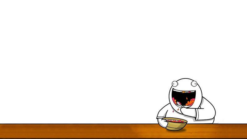 cartoon character eating cereal