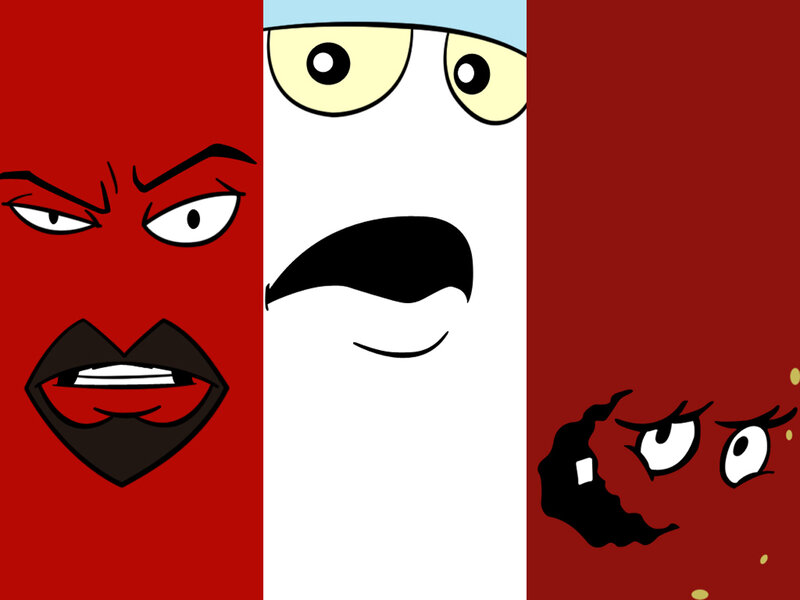 Cartoon character faces collage
