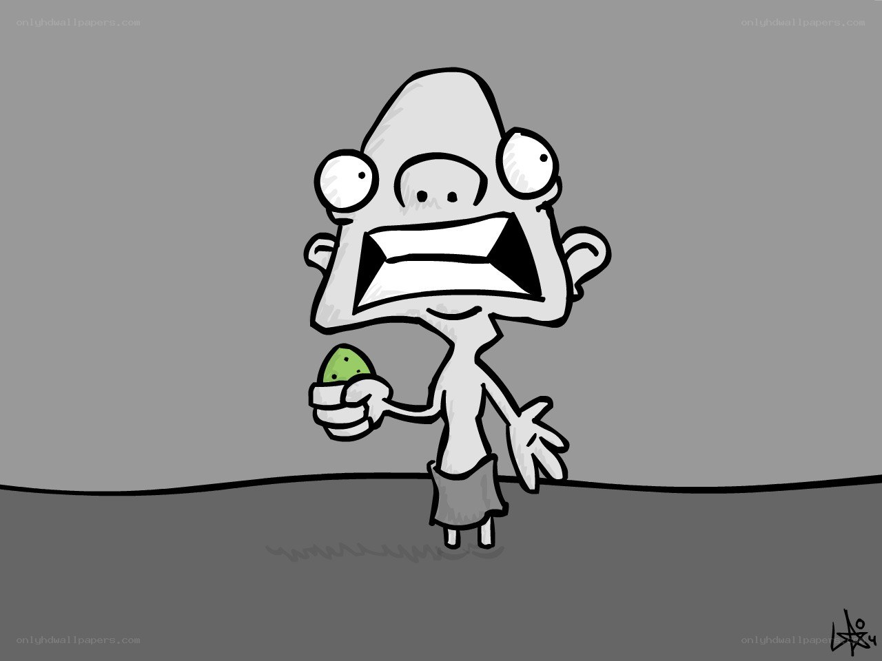 cartoon character holding green egg