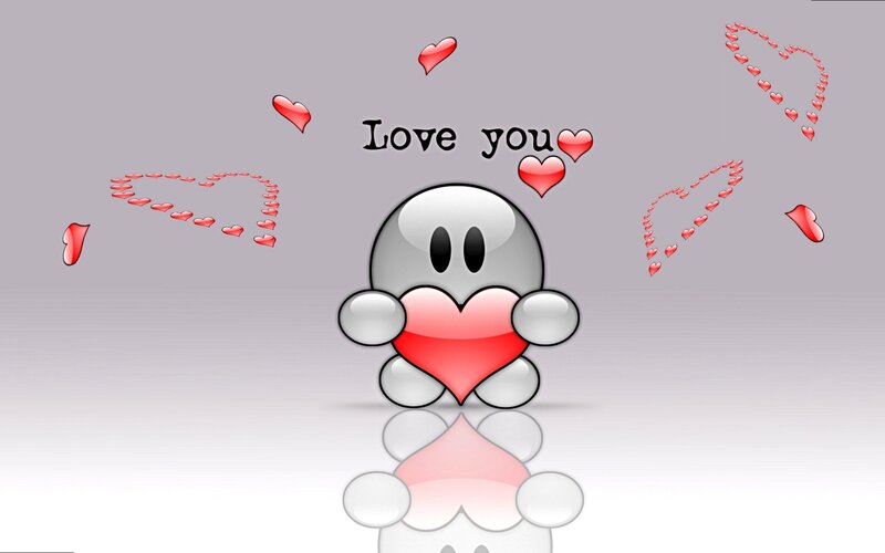 Cartoon Character Holding Heart — Gray, Sweet, Digital Art, Hearts