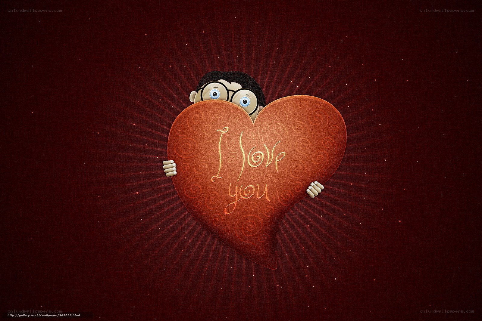 Cartoon character holding heart