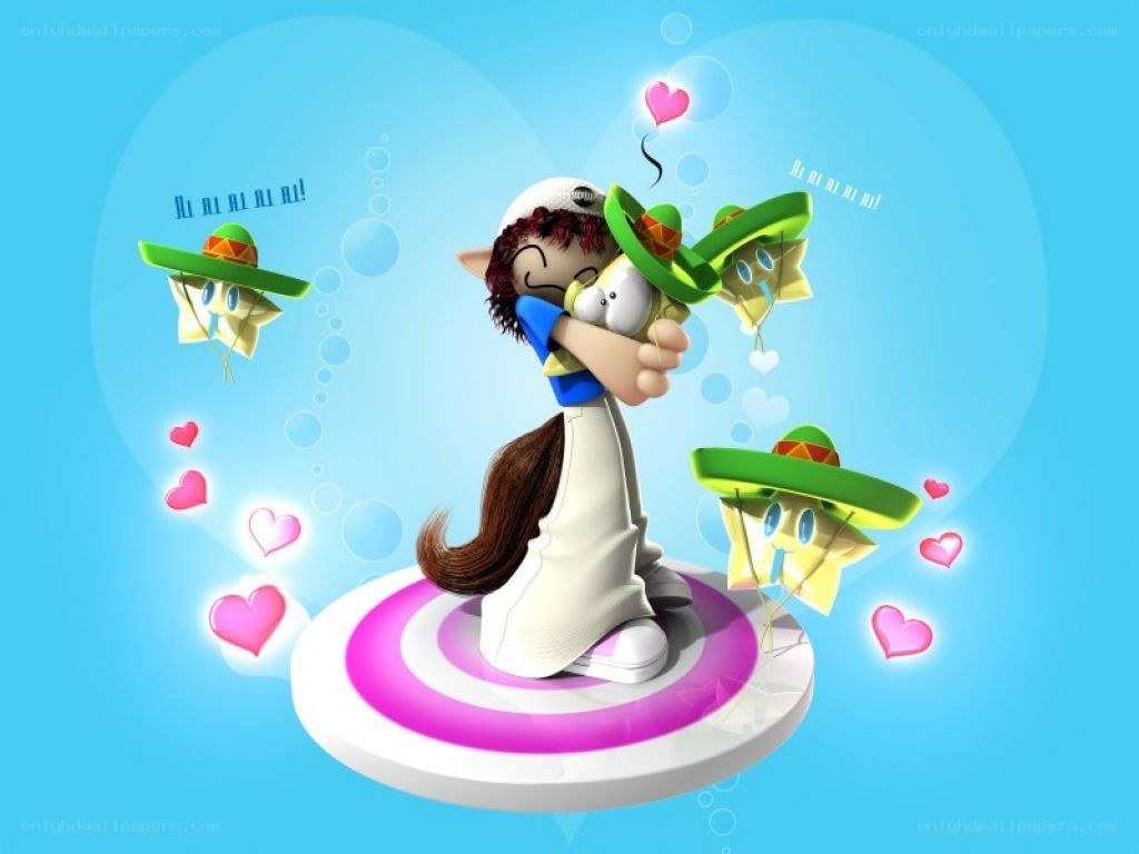 cartoon character hugging a pet