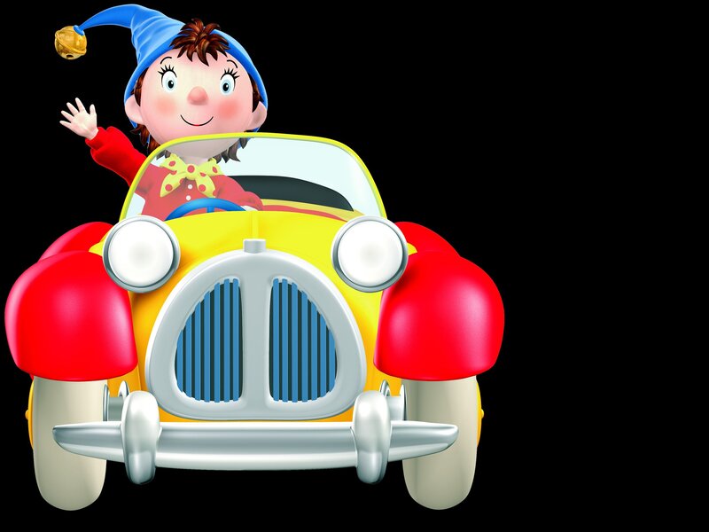 cartoon character in a car