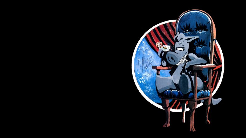 cartoon character in a chair