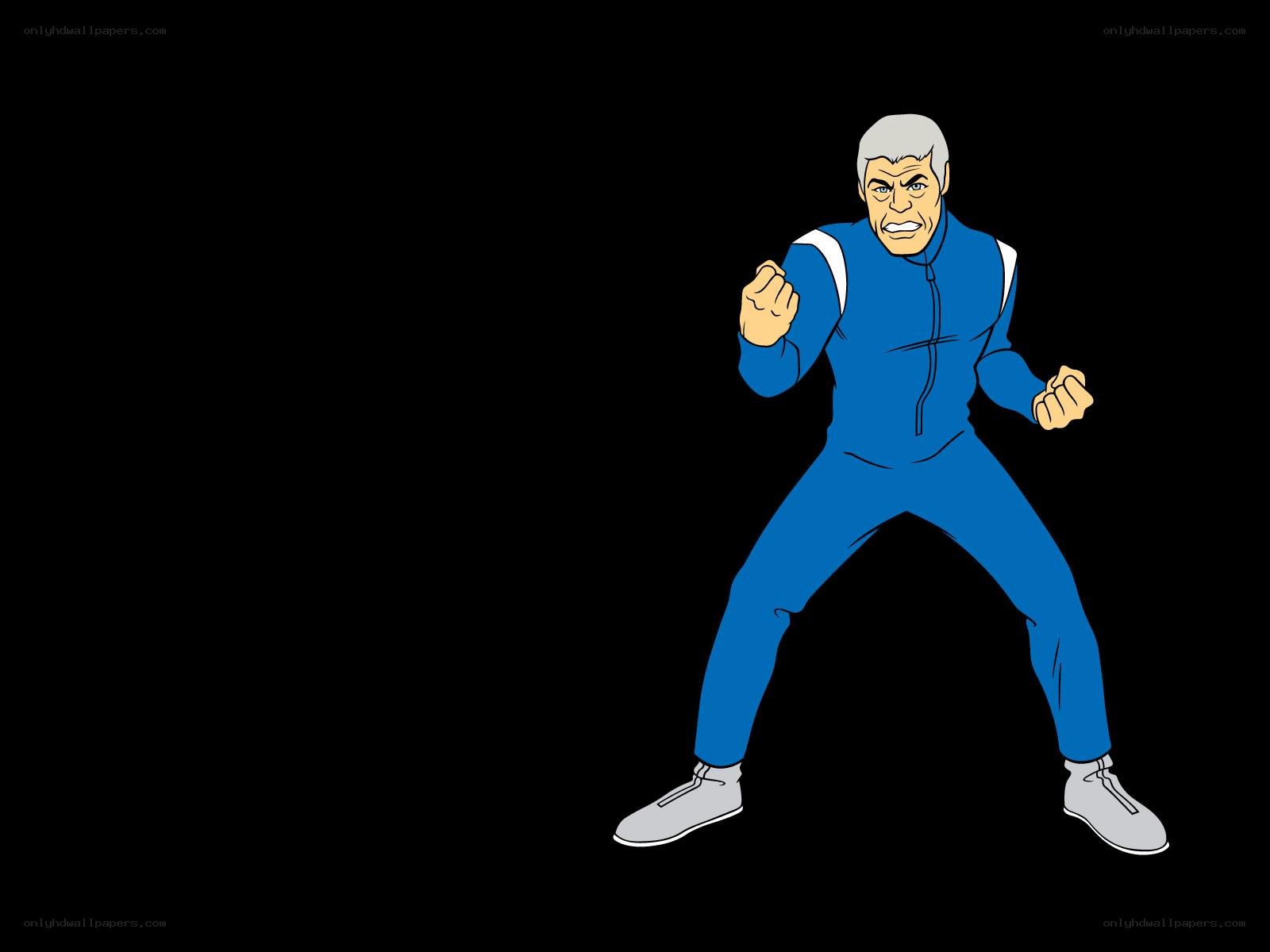 cartoon character in blue suit
