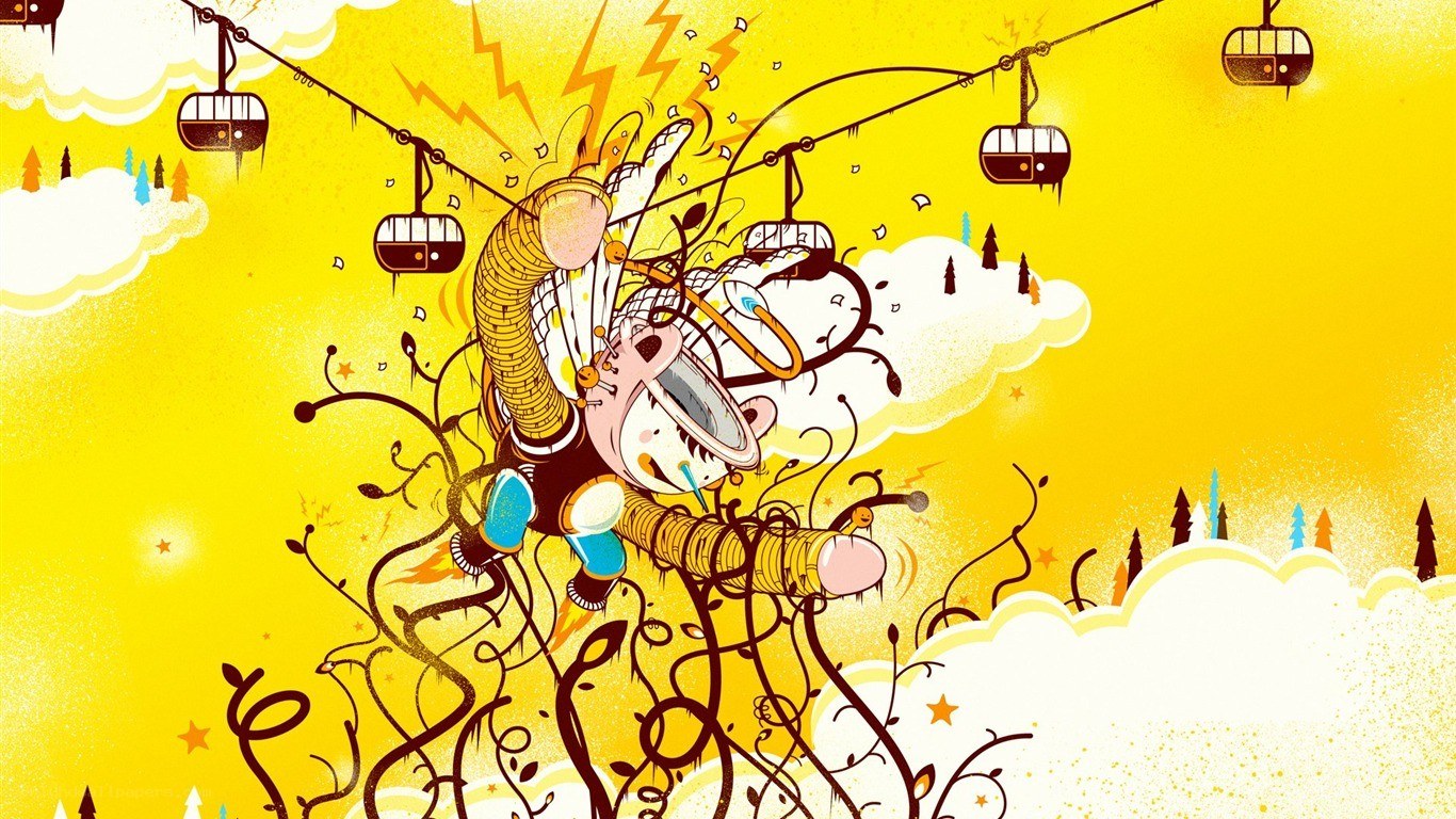 cartoon character in chaotic scene