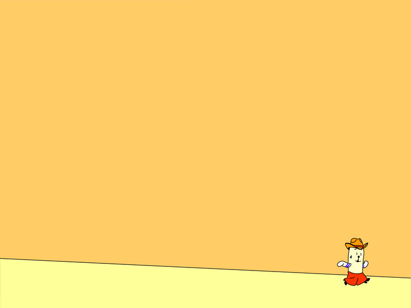 cartoon character in desert
