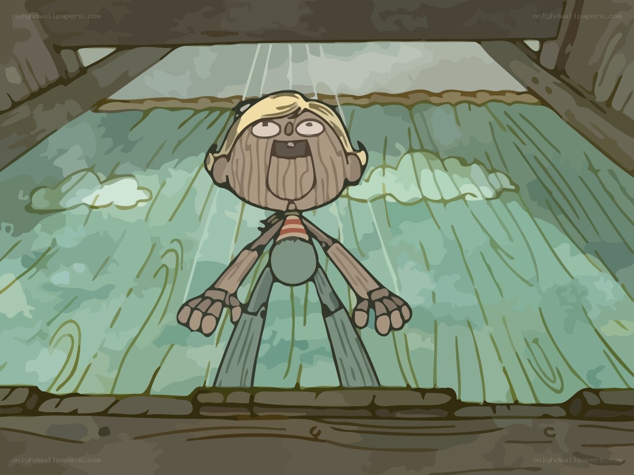 cartoon character in forest
