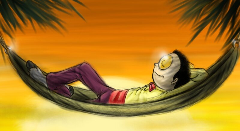 Cartoon Character in Hammock