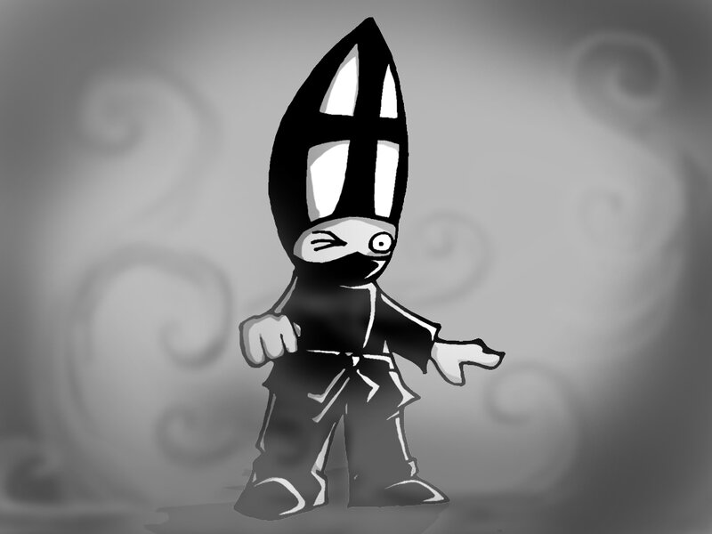 cartoon character in hooded cloak