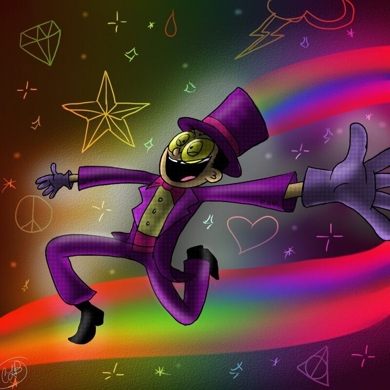 Cartoon Character in Purple Suit — Joyful, Vibrant