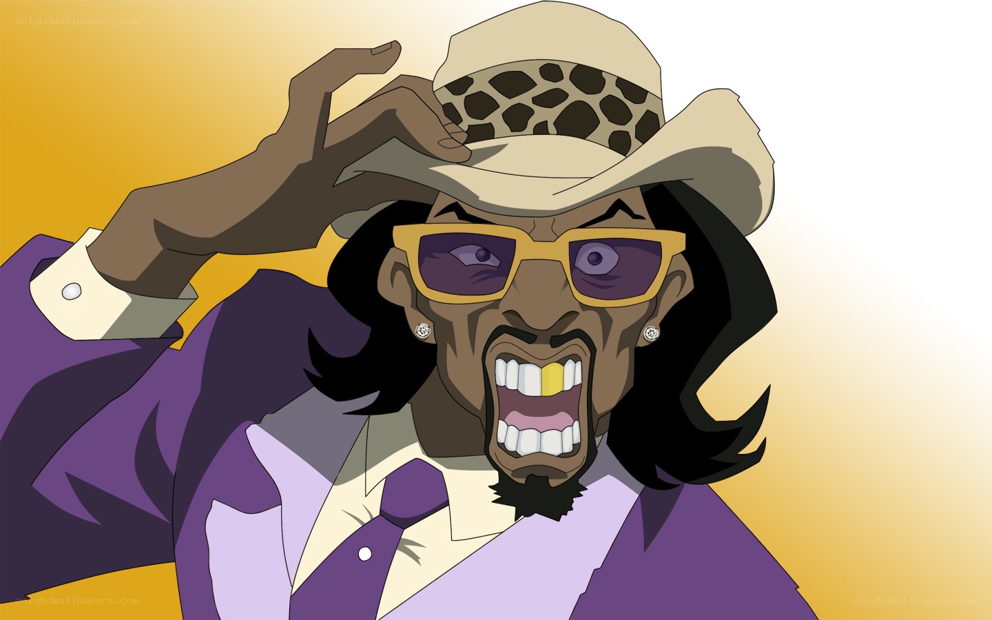 cartoon character in purple suit