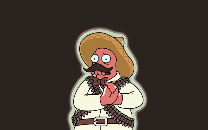 Cartoon Character in Sombrero — Brown, Comical