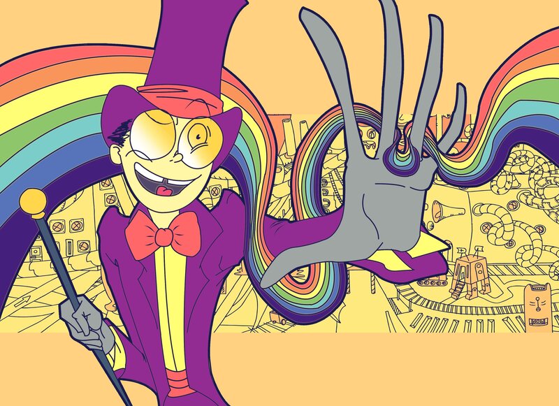 Cartoon Character in Suit — Purple