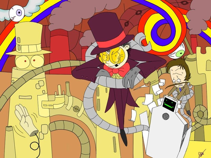 Cartoon Character in Top Hat — Yellow
