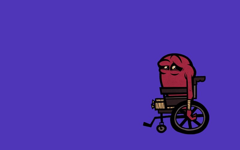 cartoon character in wheelchair