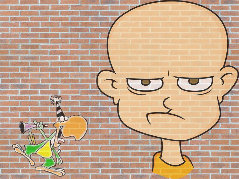 Cartoon Character on Brick Wall