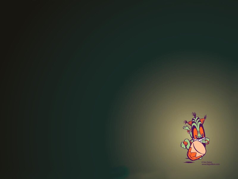 cartoon character on dark background