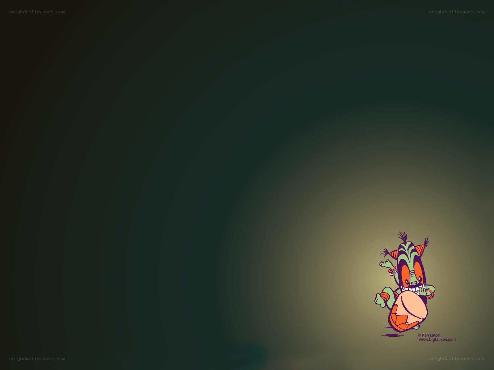 cartoon character on dark background