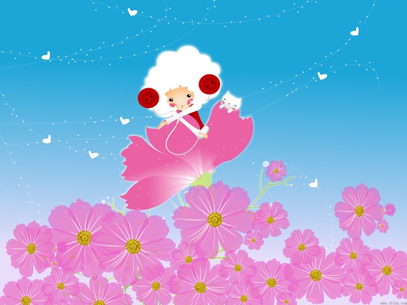 cartoon character on flower