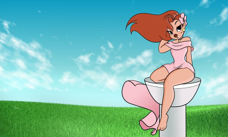 Cartoon Character on Pedestal — Green