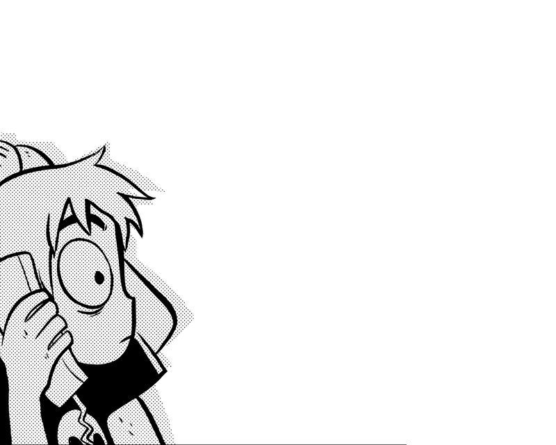 Cartoon Character on Phone — Black