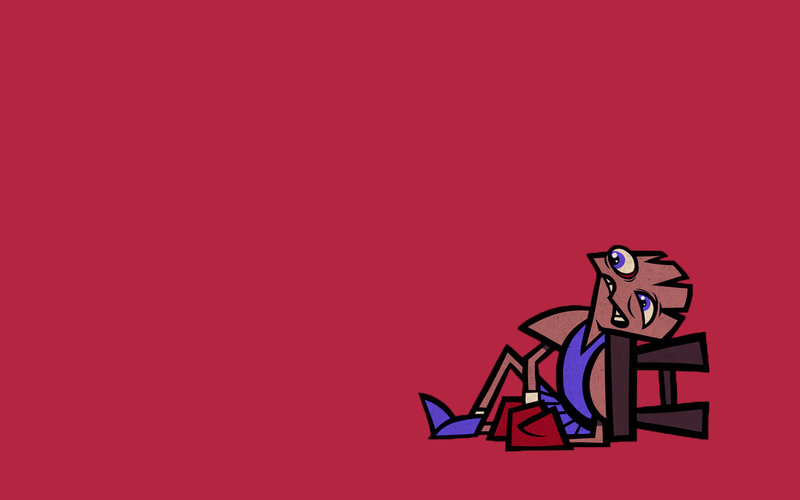 cartoon character on red background