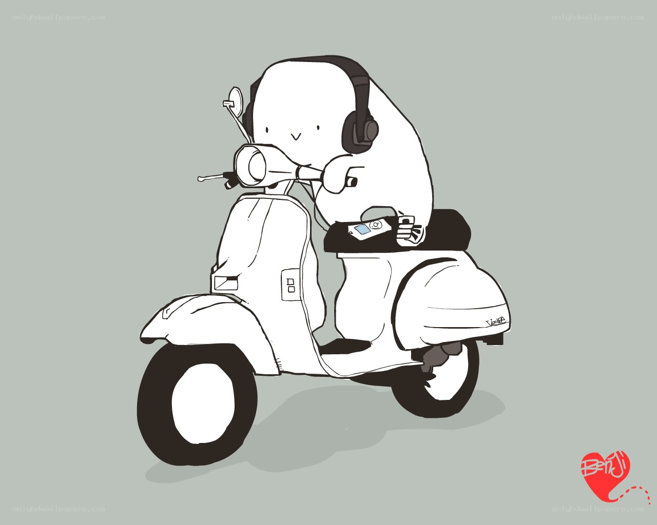 cartoon character on scooter