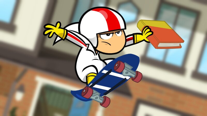 Cartoon Character on Skateboard