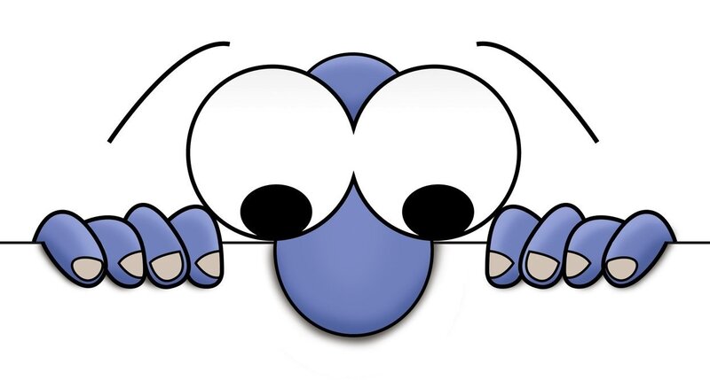 cartoon character peeking over edge