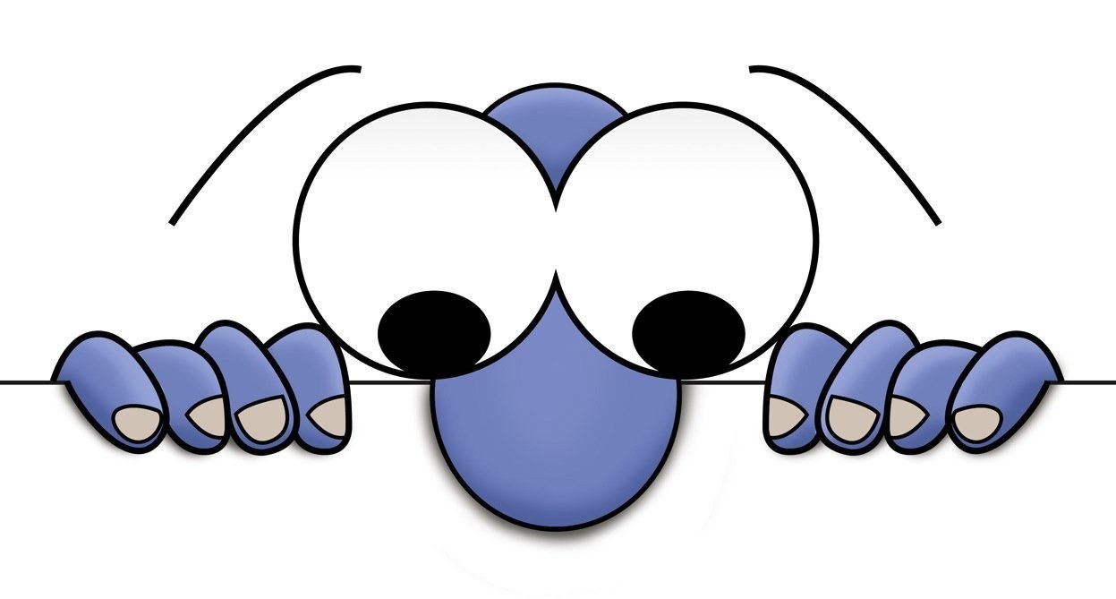 cartoon character peeking over edge