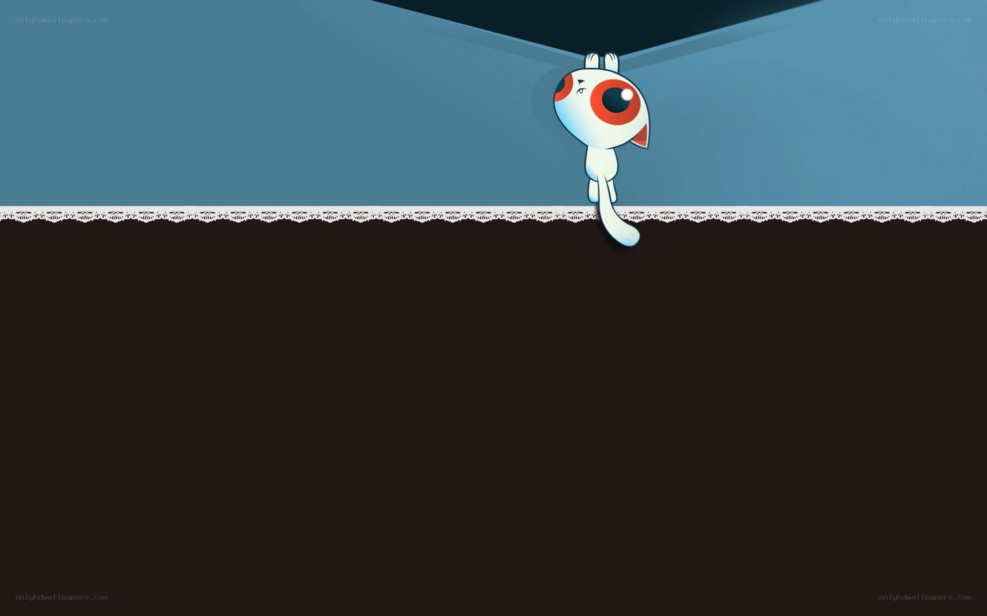 cartoon character peeking over edge