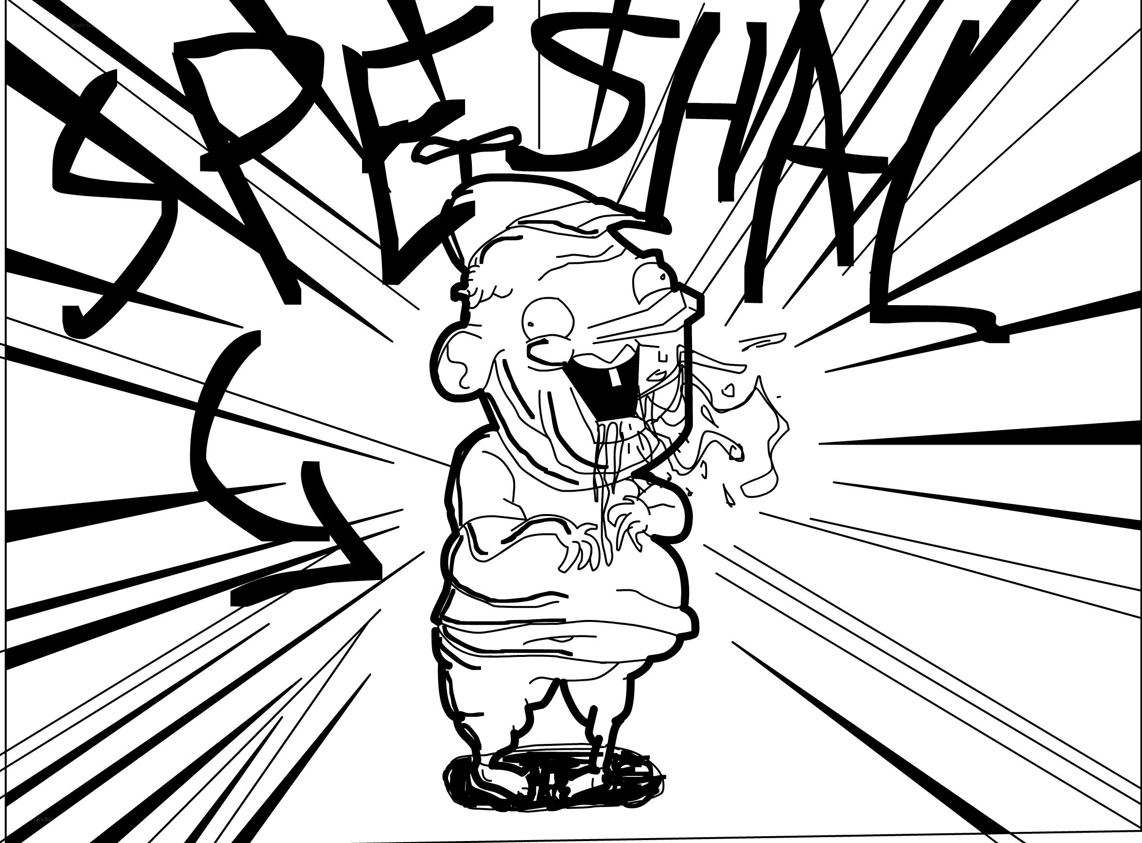 cartoon character screaming