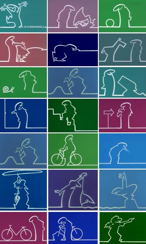 Cartoon character silhouette grid