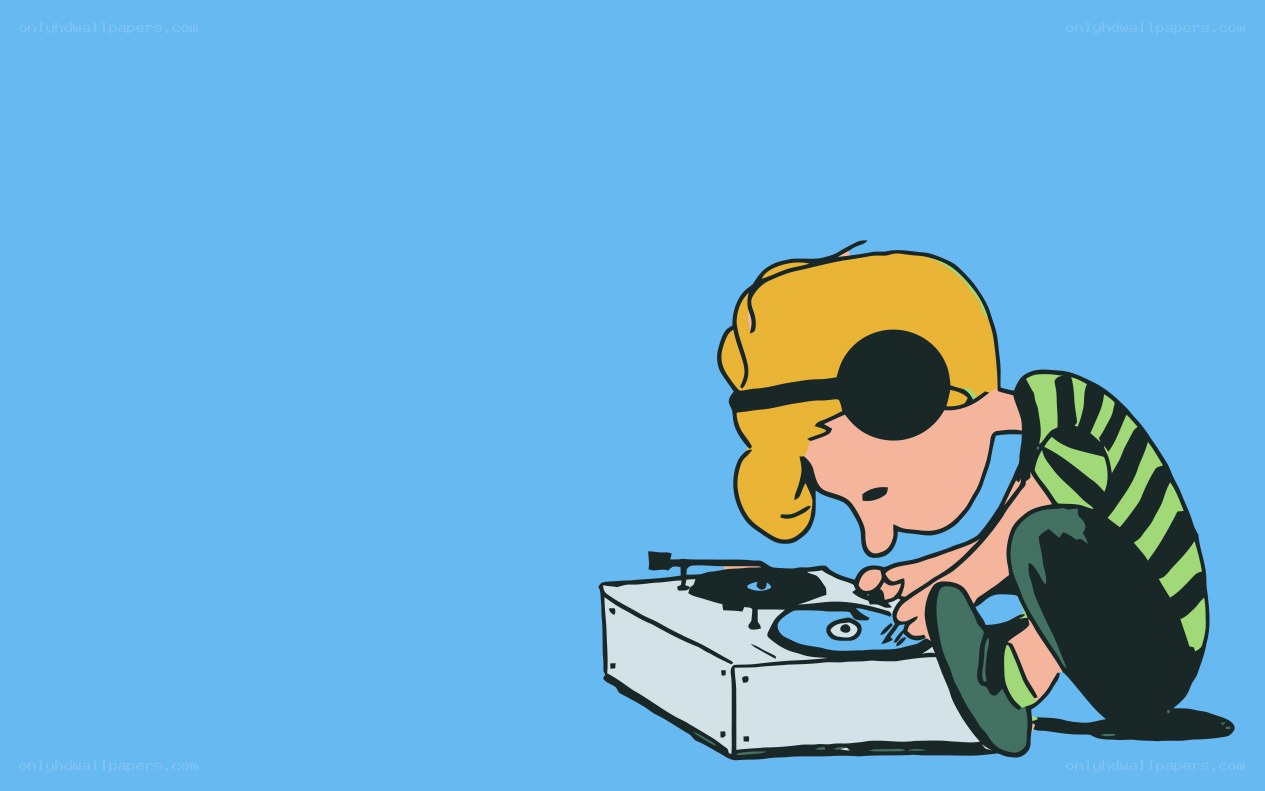 cartoon character using turntable