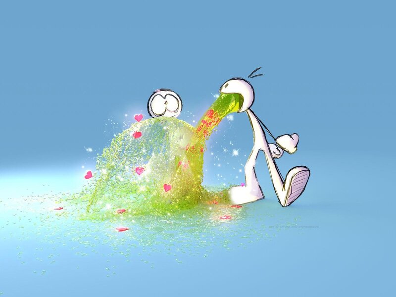 Cartoon Character Vomiting — Blue