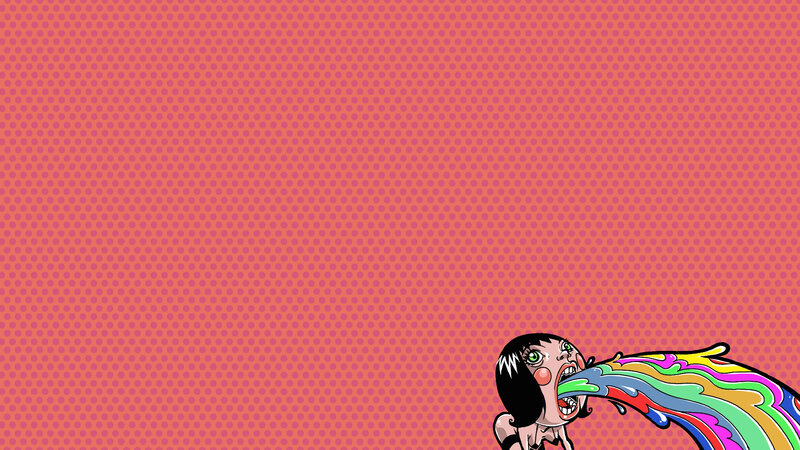 Cartoon character vomiting rainbows