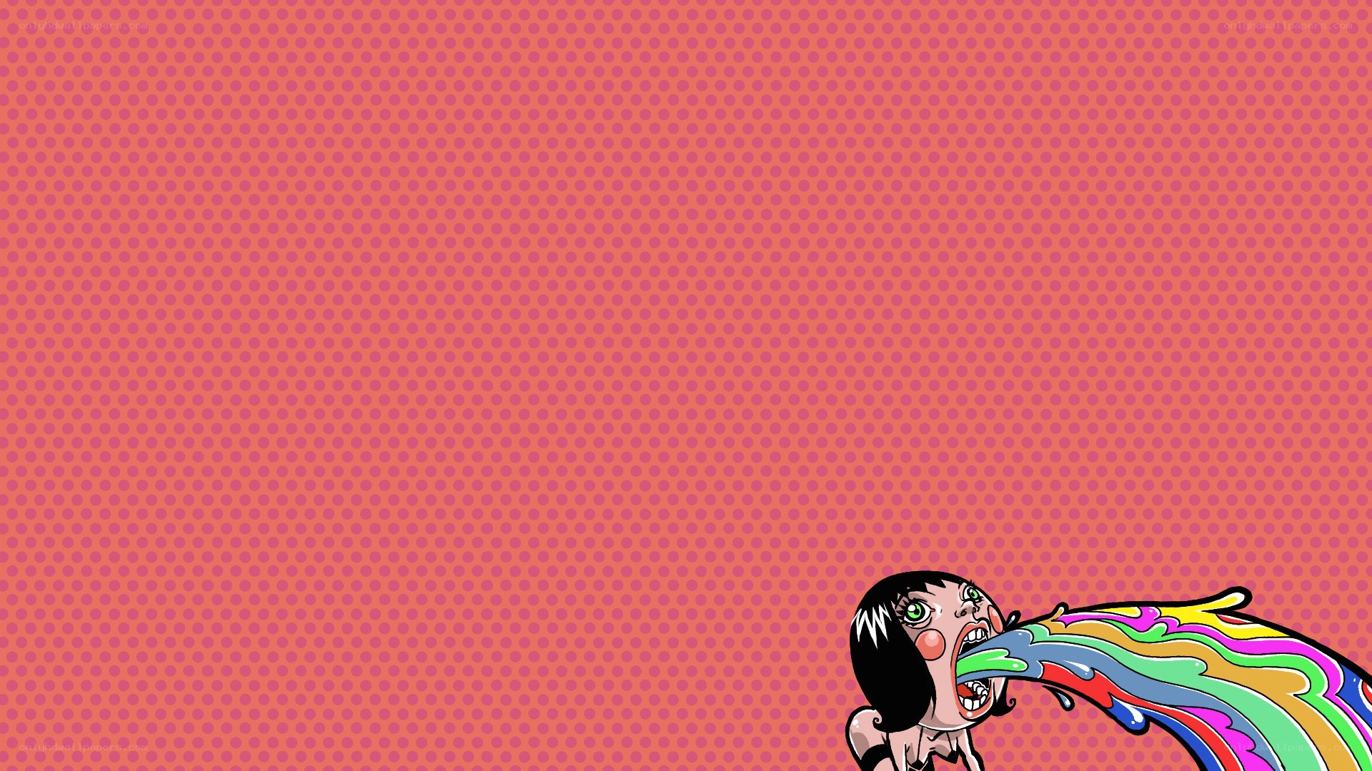 Cartoon character vomiting rainbows