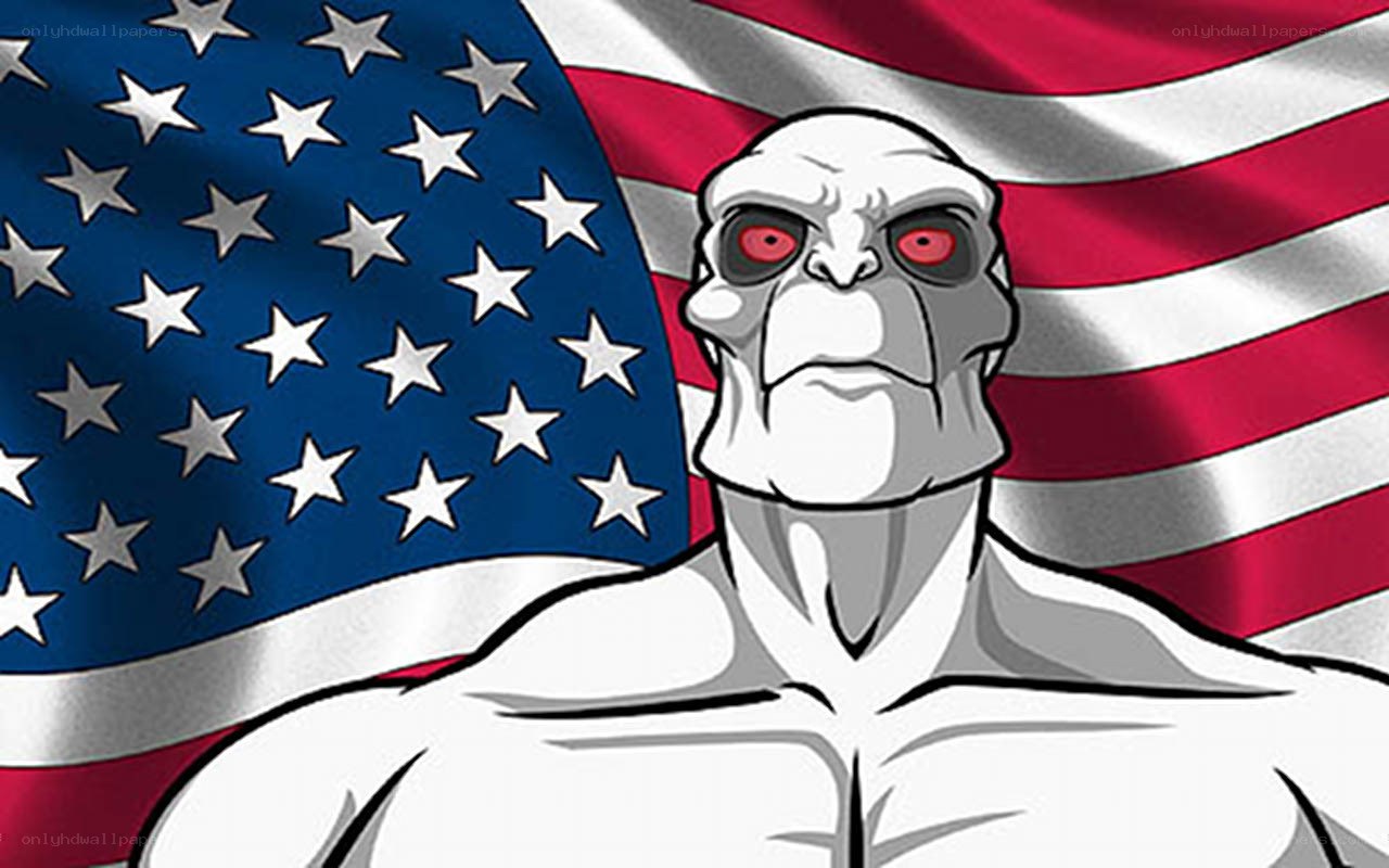 cartoon character with american flag