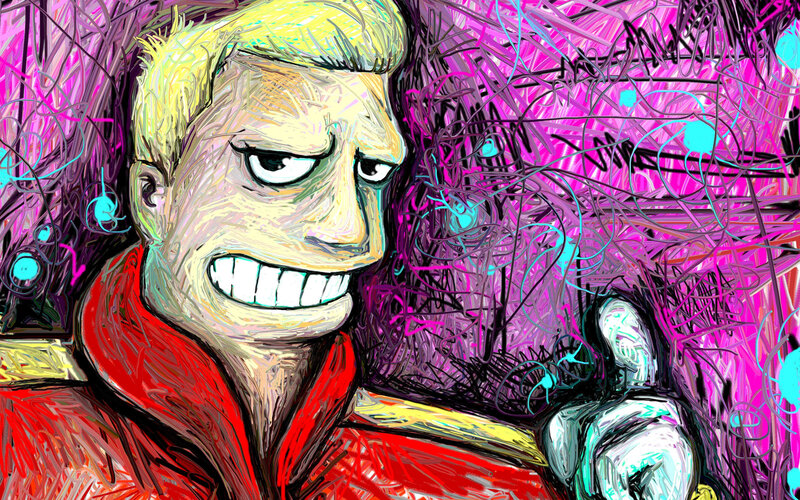 cartoon character with angry expression