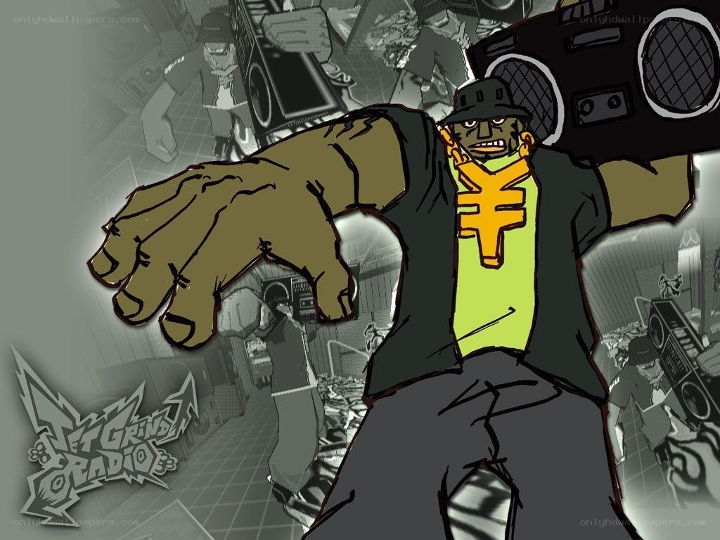 cartoon character with boombox