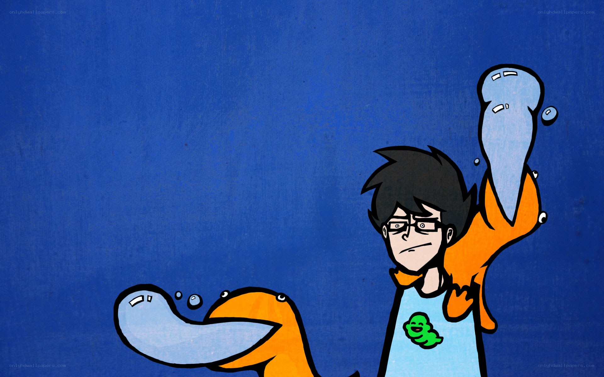 cartoon character with creatures