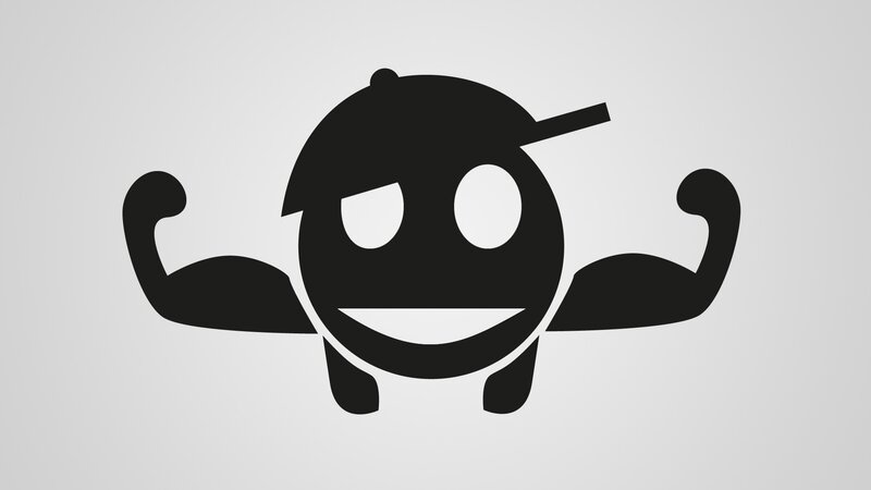 cartoon character with flexing arms