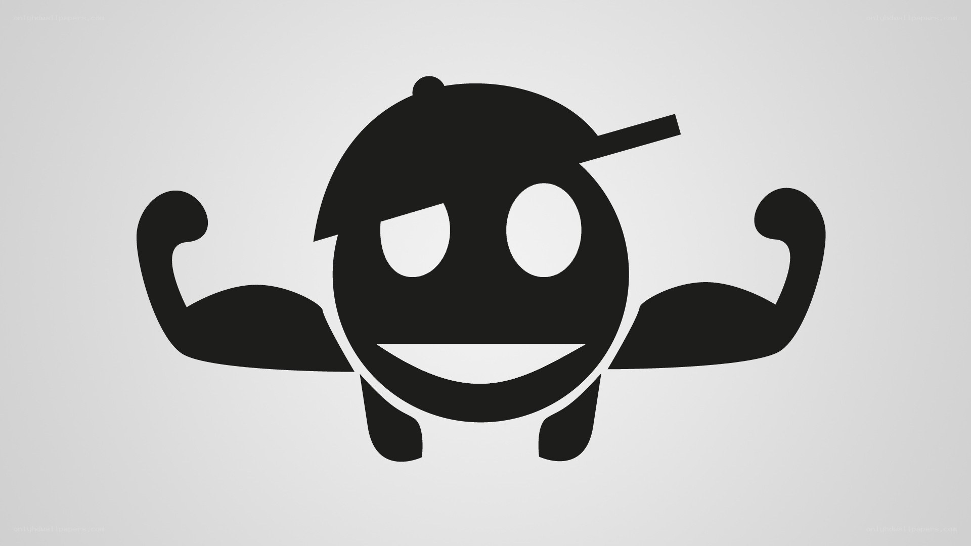 cartoon character with flexing arms