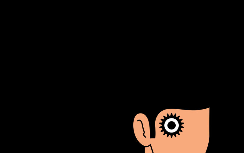cartoon character with gear eye