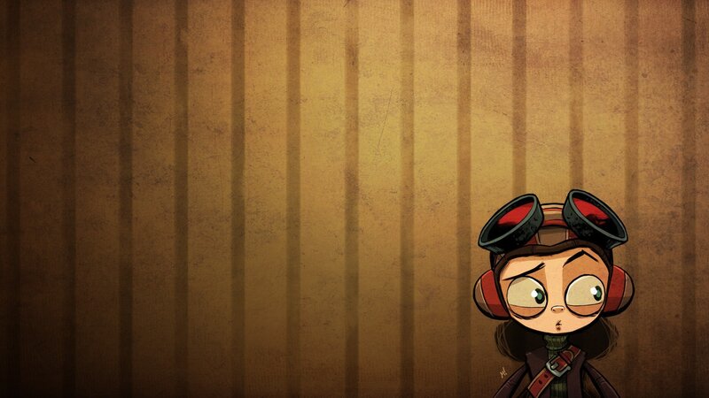 cartoon character with goggles